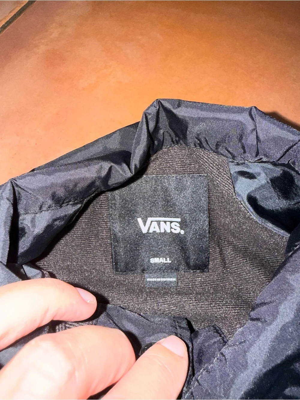Vans Black Windbreaker Jacket with White Chest Logo - Kids